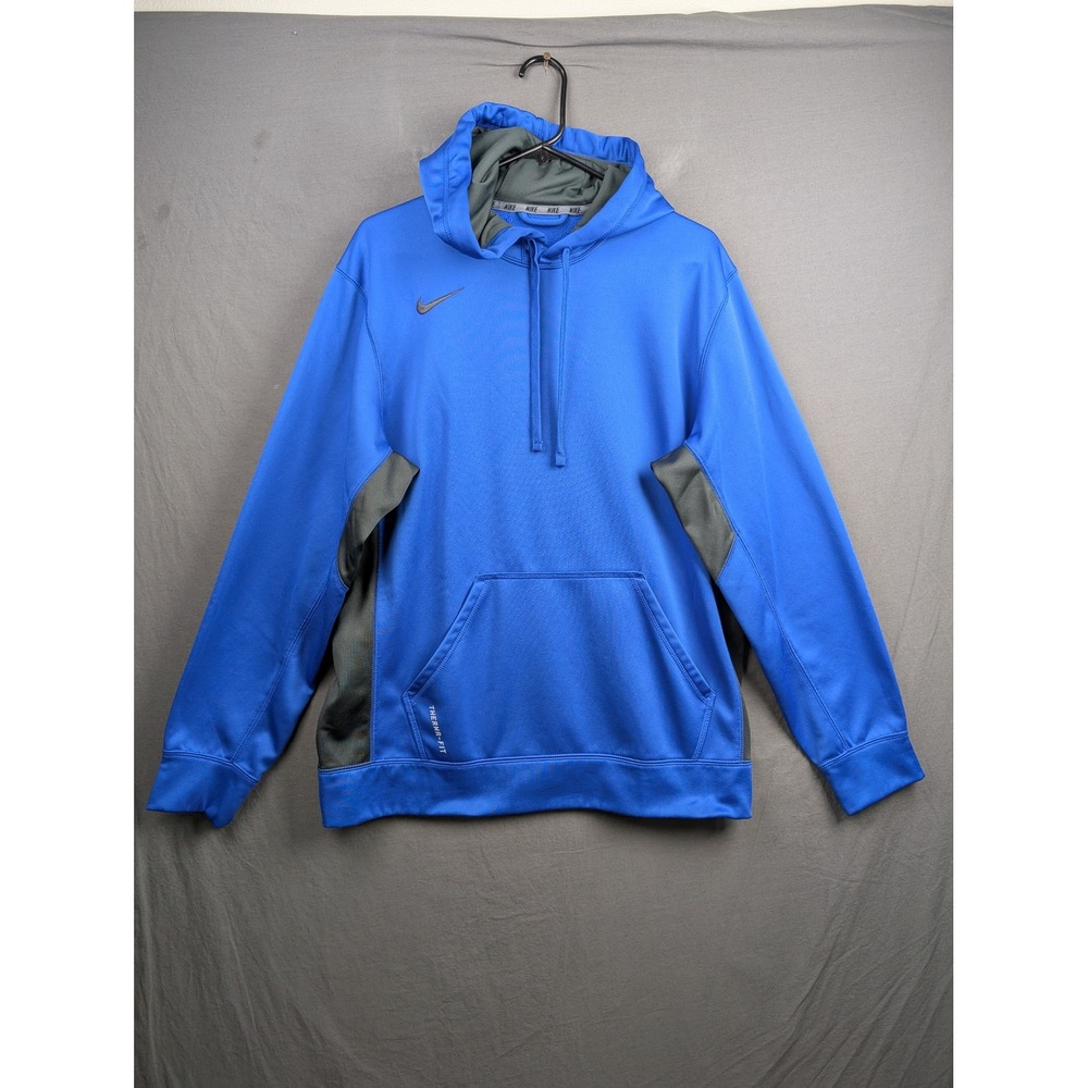 Nike Therma-FIT Mens Large Blue Gray Pullover Hoodie Sweatshirt